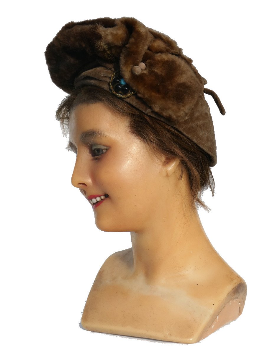 Hat 1930/1940, Jacques Heim Fur, Fashion, Toque, Hat Pin, Haute Couture-photo-2