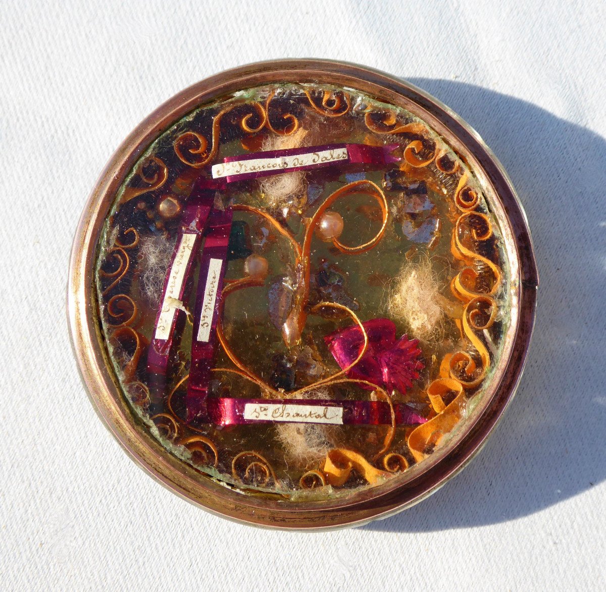Reliquaire En Cristallo Cerame Epoque 1820 Sulfure Cristallo-cérame Baccarat XIXe Paperolles , Sainte Eulalie-photo-3