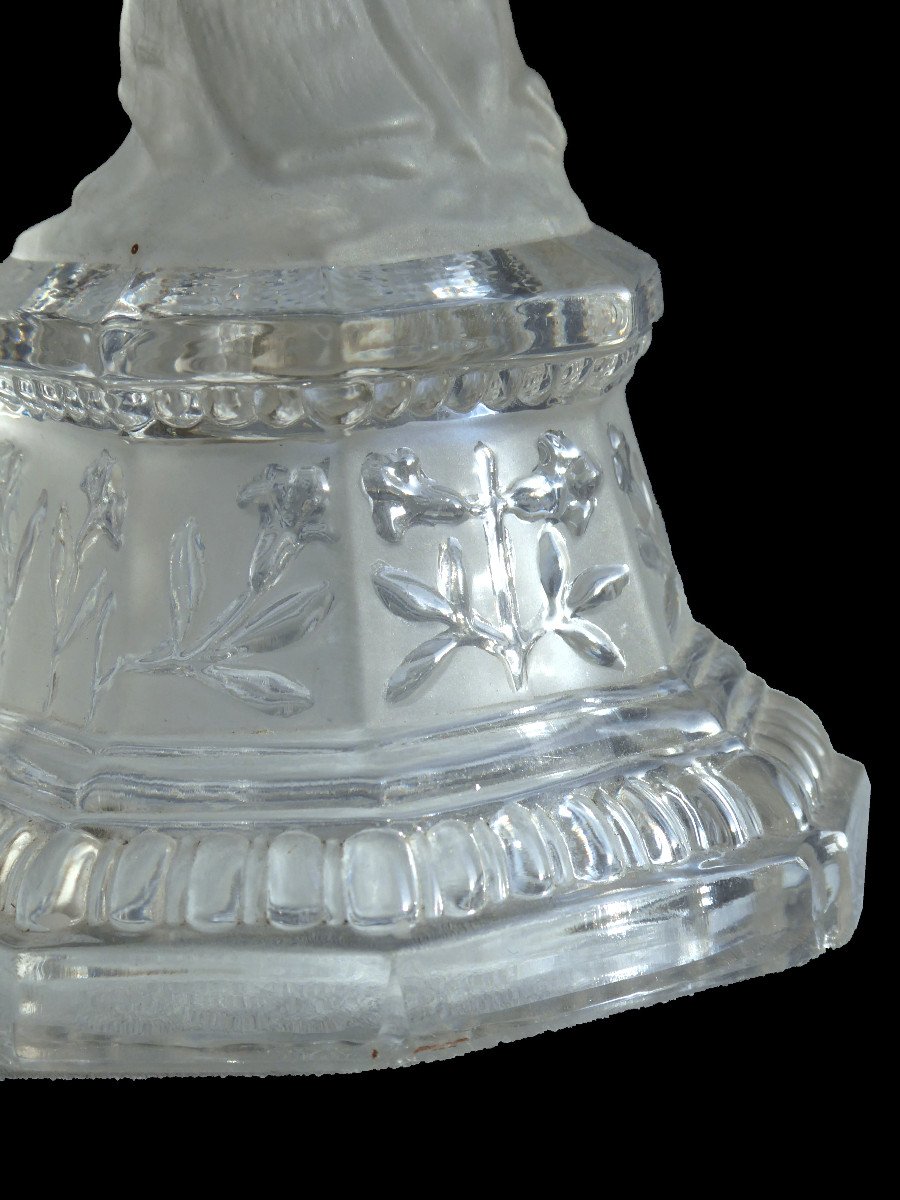 Virgin And Child In Baccarat Crystal, Maternity Napoleon III Period, 19th Century Polished Frosted-photo-3