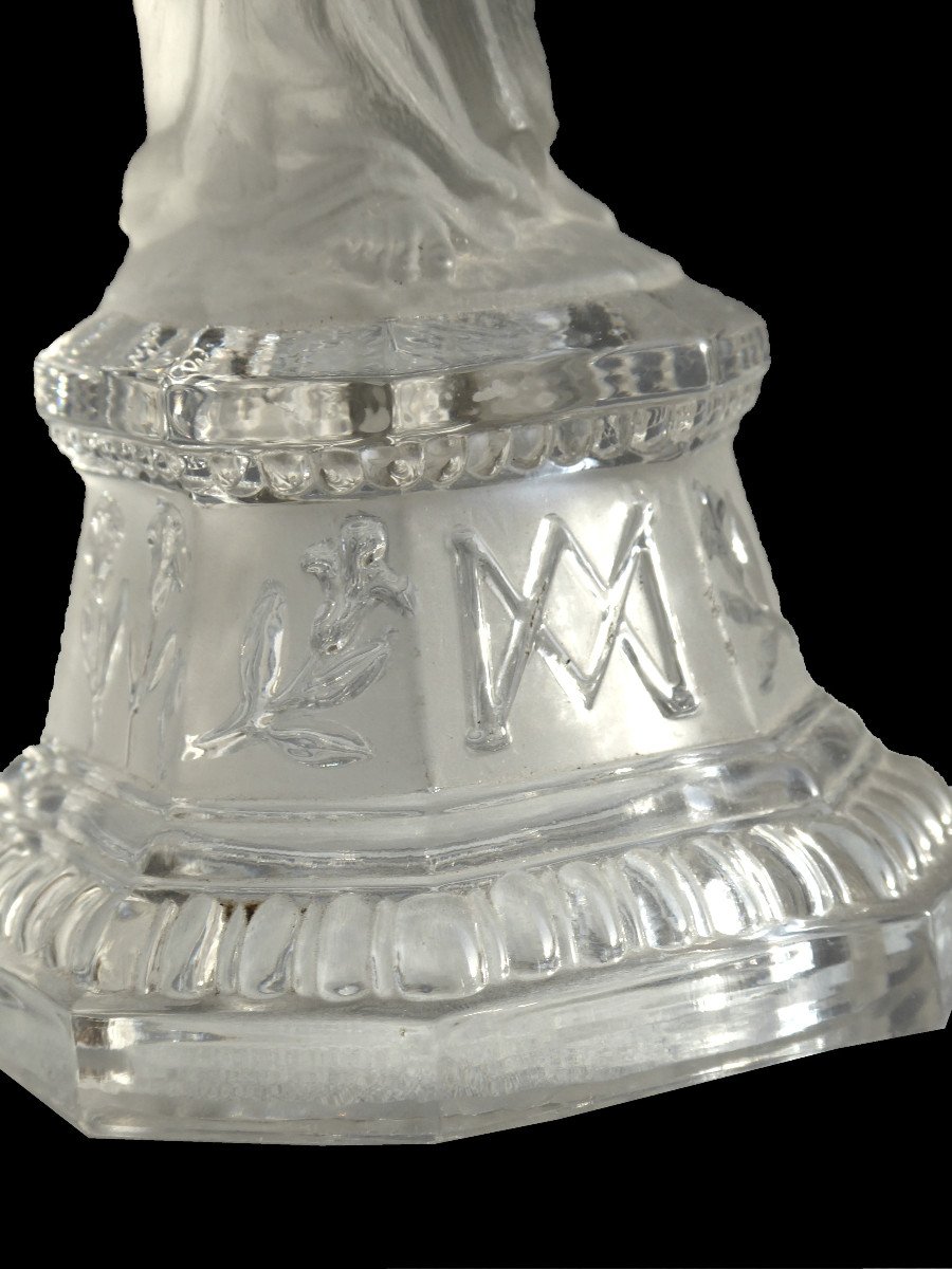 Virgin And Child In Baccarat Crystal, Maternity Napoleon III Period, 19th Century Polished Frosted-photo-4