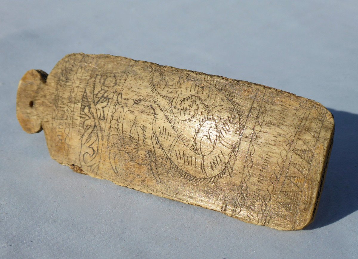 Calendrier Des Marées Os Bovin Asie XIXe Siecle Japon , Scrimshaw Art Primitif Océanie Chine-photo-1