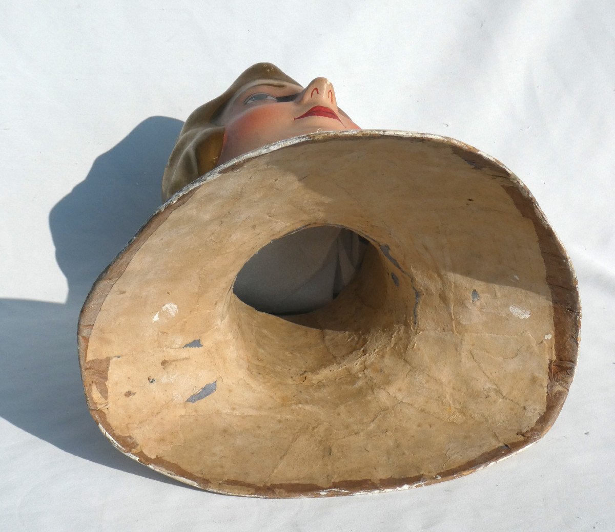 Showcase Store Marotte, 1920 Period, Siegel, Art Deco, Woman's Head Boiled Cardboard -photo-3