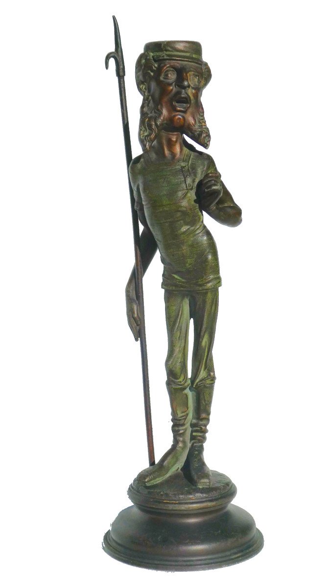 Caricature Epoque Fin XIXe Siecle , Bougeoir Signé Emile Guillemin Satyre De Sportif , Flambeau