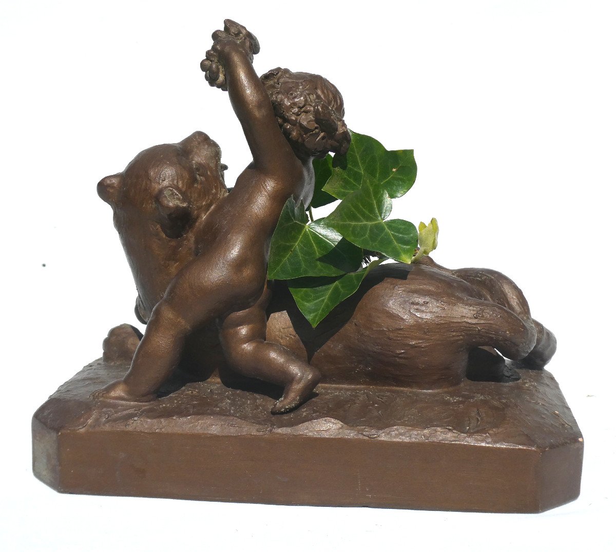 Mythological Terracotta Sculpture 18th Century Style Bacchus & Panthere, Child Dyonisos-photo-4
