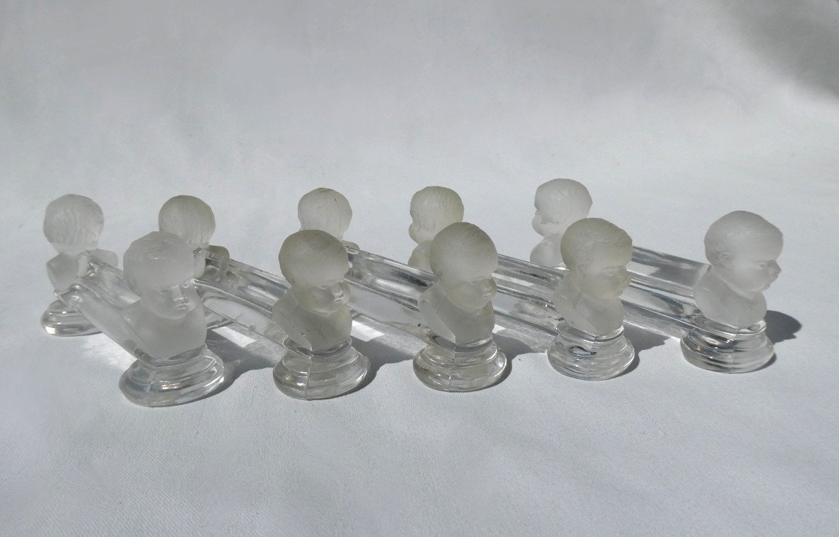 Set Of 12 Baccarat Crystal Knife Holders, King Of Rome / Child Of Houdon, 19th Century -photo-2
