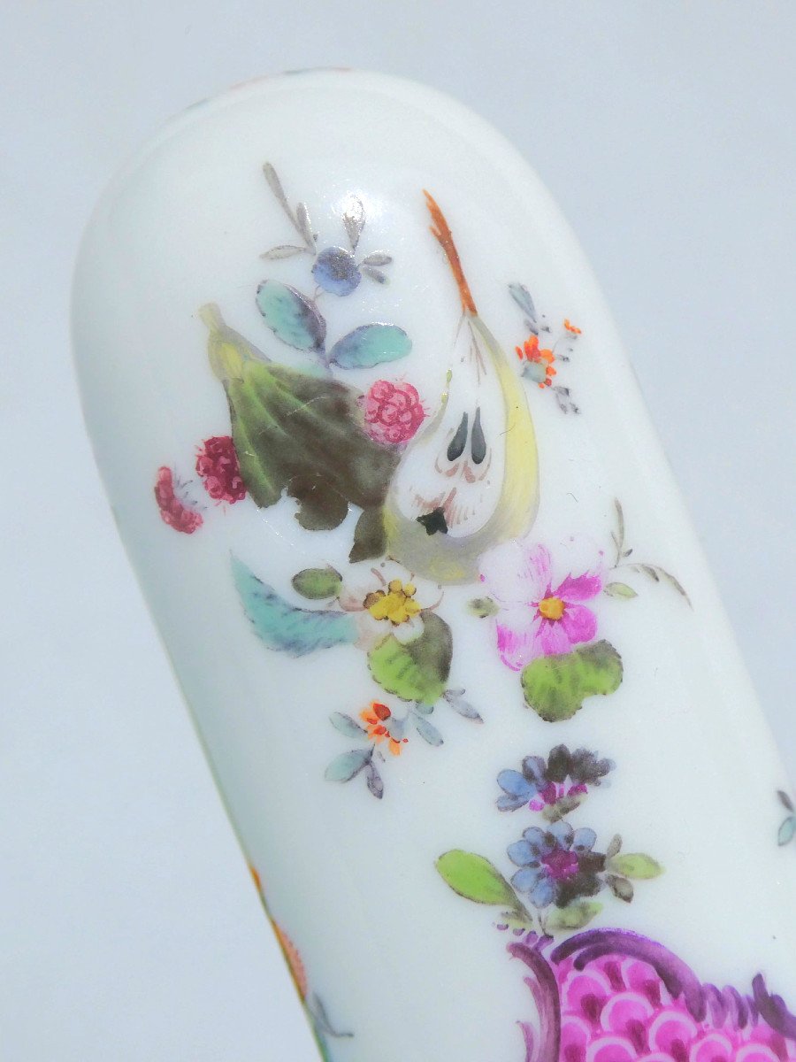 Wax Case In Meissen Porcelain, Decor Of Fruits And Flowers 18th Century, Object Of Virtue-photo-4