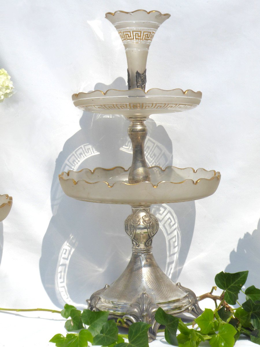 Mute Servant Napoleon III Centerpiece, Crystal 19th Century Tulipiere Baccarat-photo-5