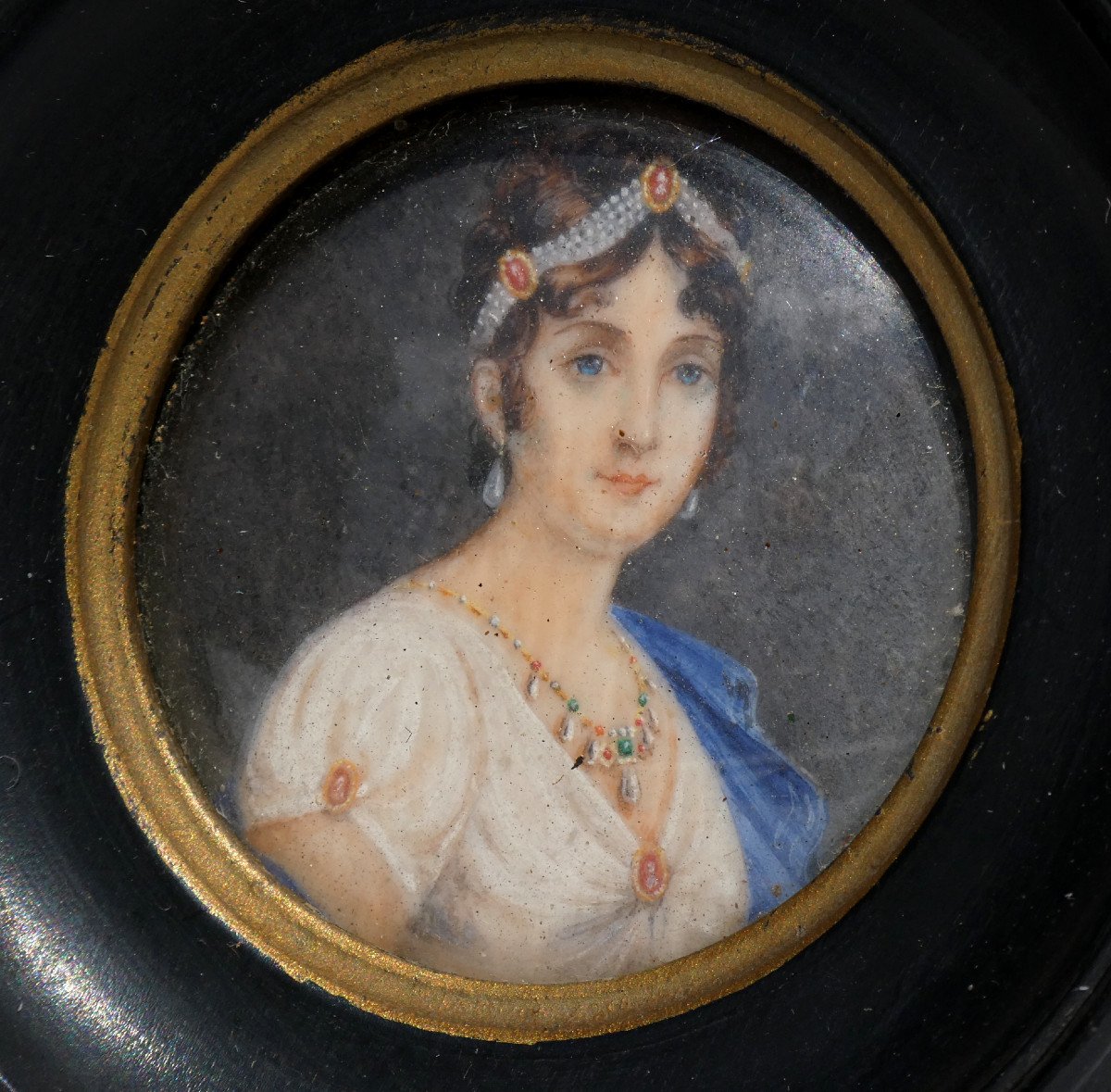 Portrait Of Empress Josephine De Beauharnais, 19th Century Miniature, 1st Empire; Napoleon -photo-2