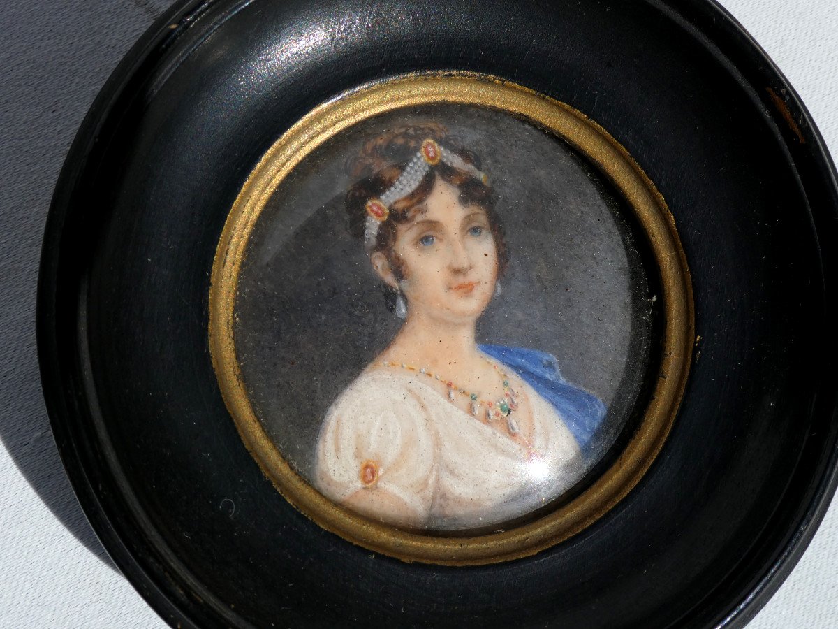 Portrait Of Empress Josephine De Beauharnais, 19th Century Miniature, 1st Empire; Napoleon -photo-3
