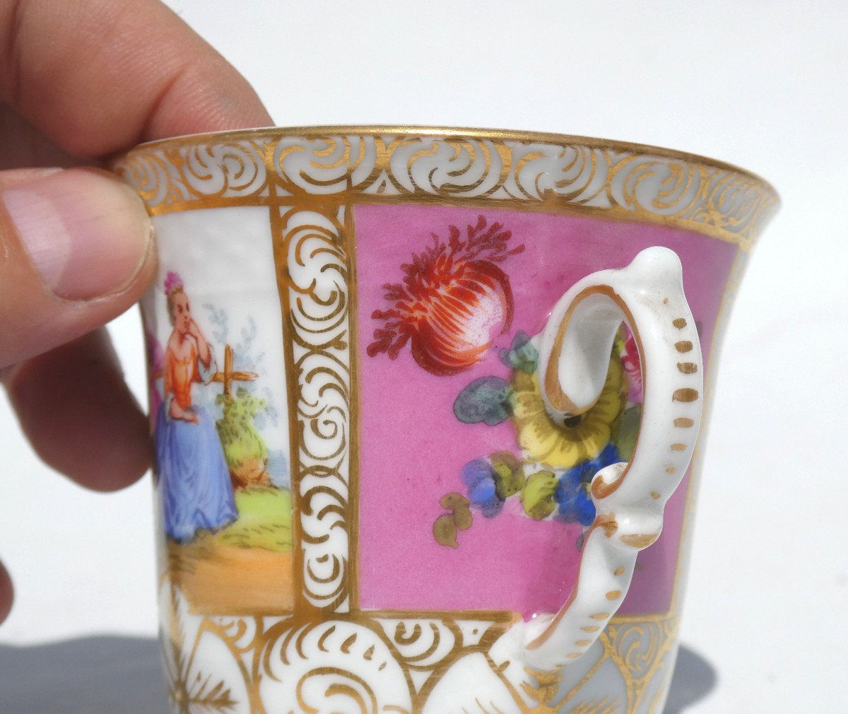Meissen Porcelain Chocolate / Sorbet Cup Rex Augustus, Napoleon III, 19th Century-photo-2