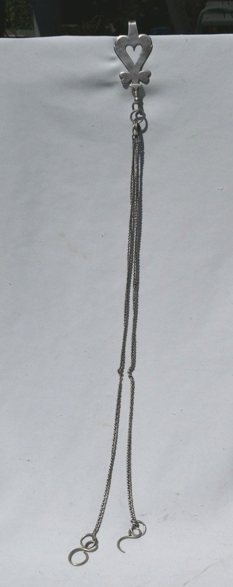 Clavier Chatelaine En Argent Massif , Surcin , Vendée , Poinçon 2nd Coq XVIIIe , bucher-photo-2