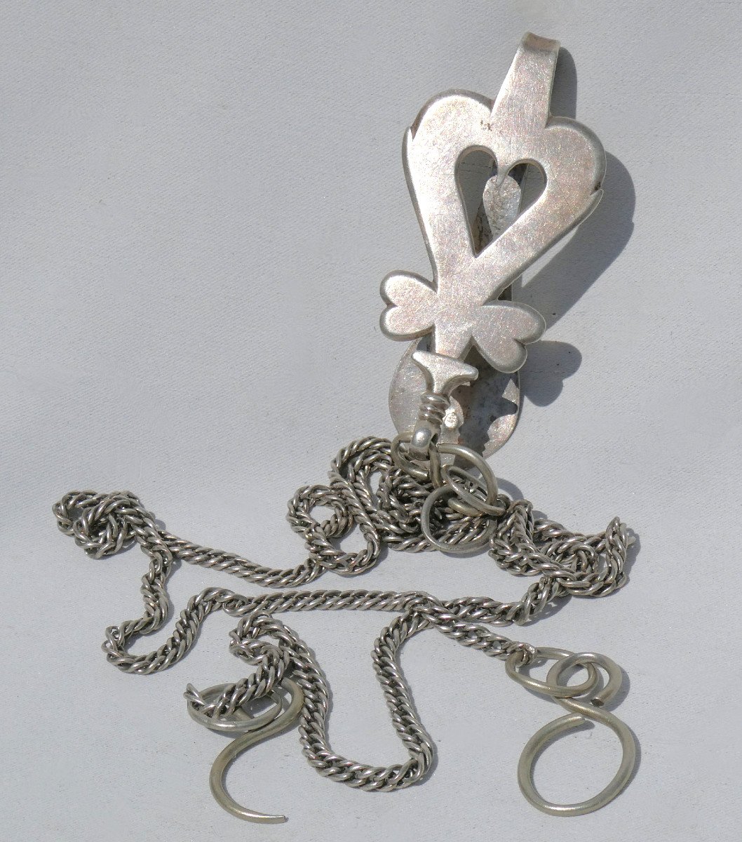 Clavier Chatelaine En Argent Massif , Surcin , Vendée , Poinçon 2nd Coq XVIIIe , bucher