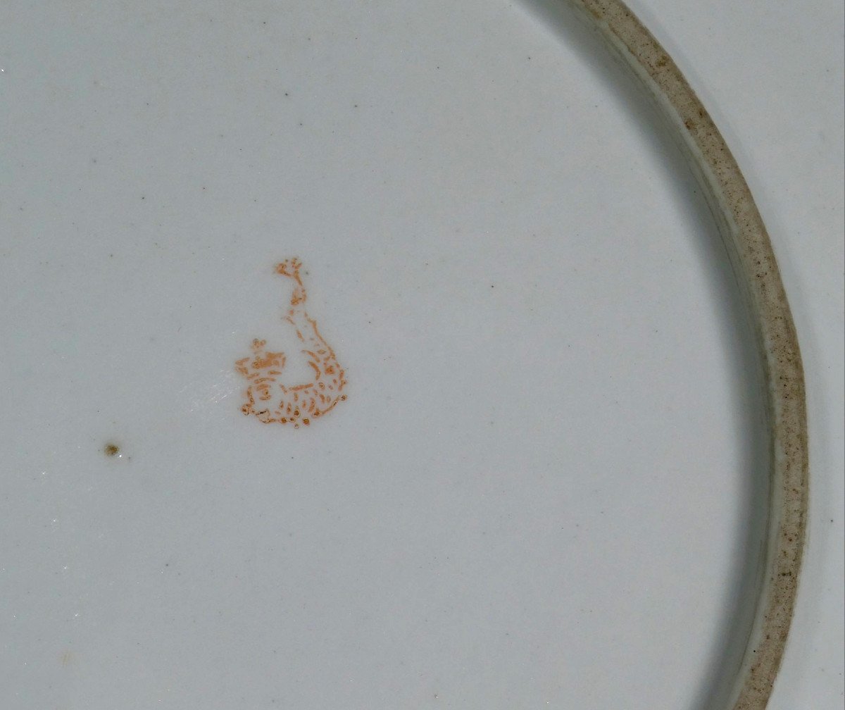 Series Of Six Lille Porcelain Plates, Manufacture Au Dauphin, 18th Century Bird Decor-photo-8