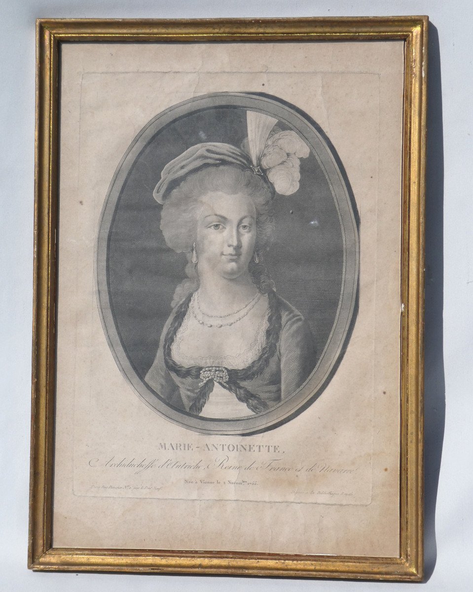 Portrait De La Reine De France Marie Antoinette Louis XVI , Gravure XVIIIe , Souvenir Royaliste
