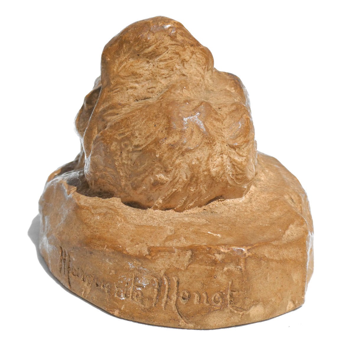 Terracotta Animal Sculpture, Duckling Signed Marguerite Monot, 1930, Bird / Animals-photo-3