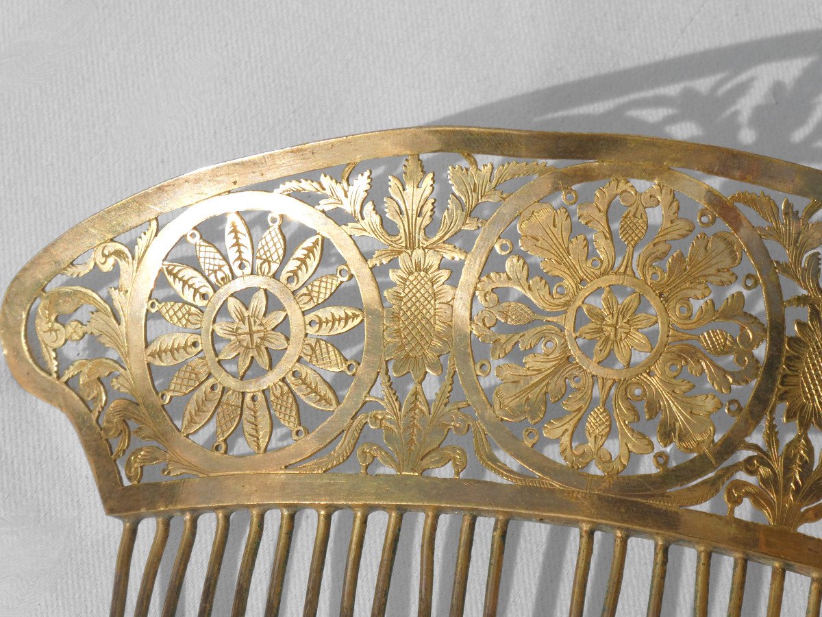 Large Comb 1830 Period, Louis Philippe Headdress, 19th Century Pomponne Tiara, Hair Jewelry-photo-2