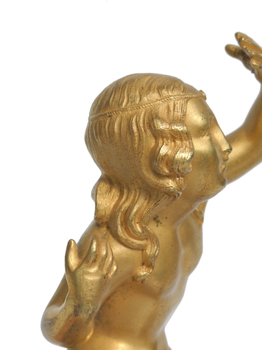 Pair Of Gilt Bronze Subjects, Renaissance Dancers, 1830 Period, Nineteenth Troubadour-photo-1