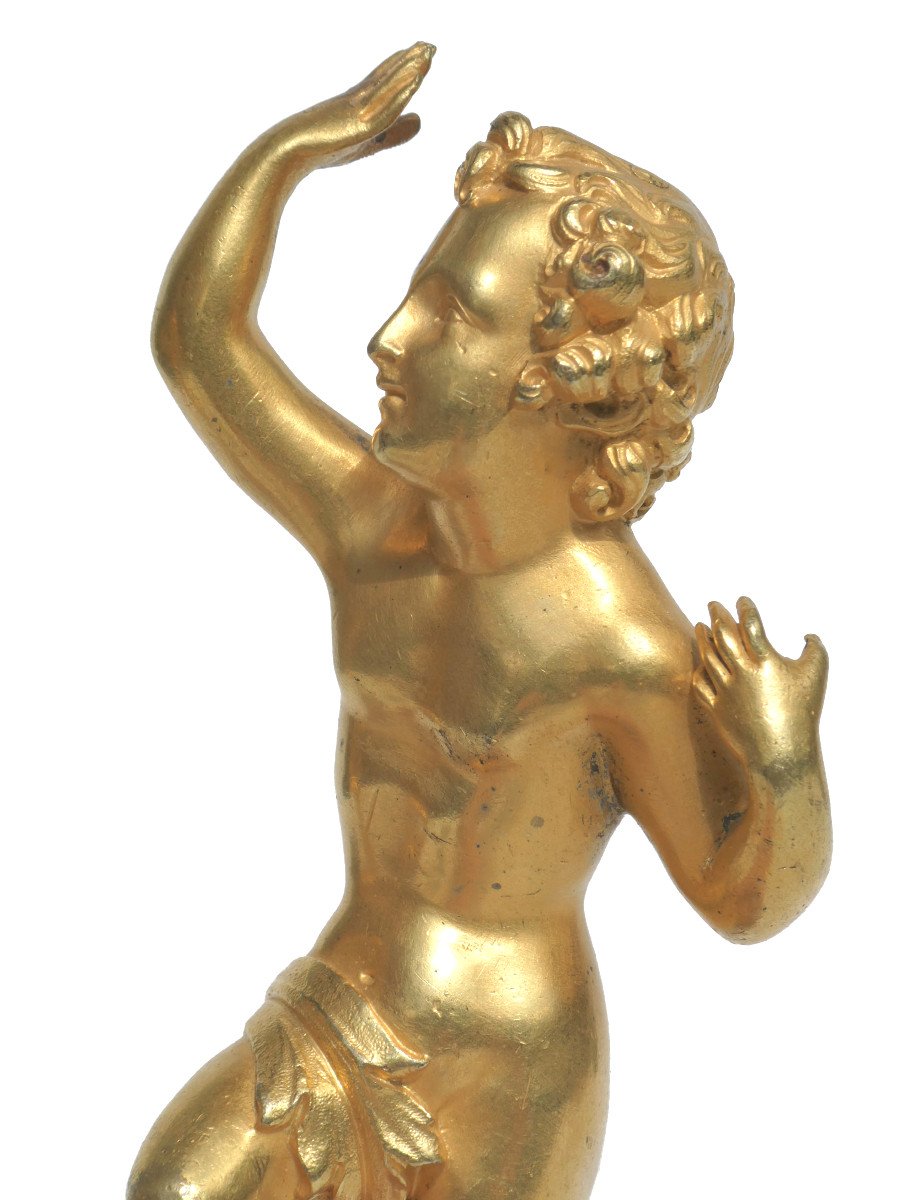 Pair Of Gilt Bronze Subjects, Renaissance Dancers, 1830 Period, Nineteenth Troubadour-photo-4