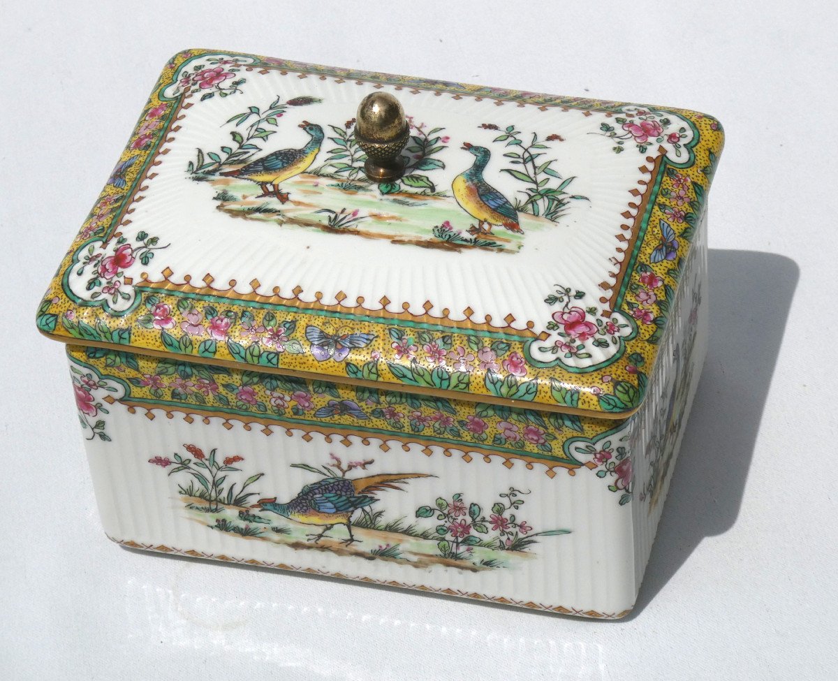 Grand Coffret Boite &agrave; Bijoux En Porcelaine De Samson Style Chine XIXe Compagnie Des Indes-photo-2