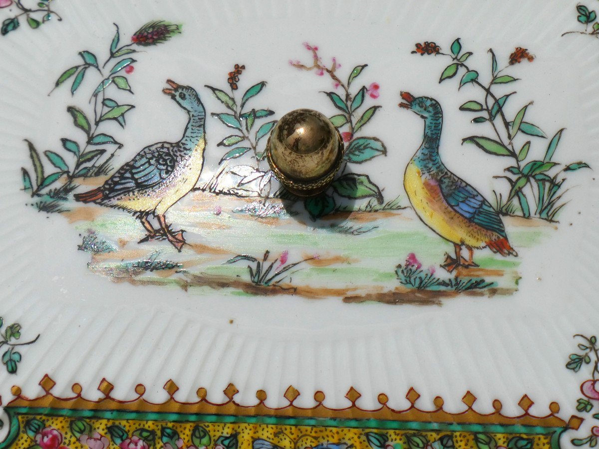 Grand Coffret Boite &agrave; Bijoux En Porcelaine De Samson Style Chine XIXe Compagnie Des Indes-photo-4