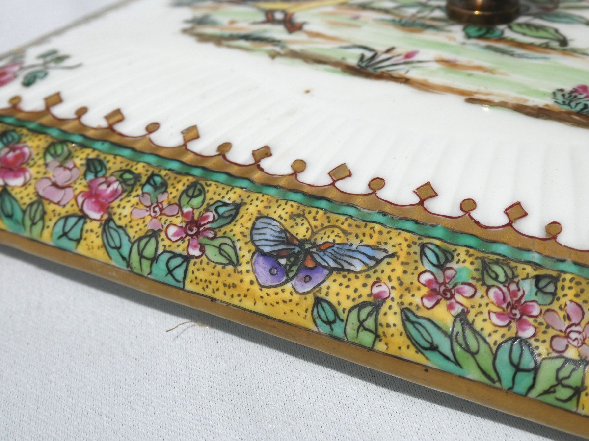 Grand Coffret Boite &agrave; Bijoux En Porcelaine De Samson Style Chine XIXe Compagnie Des Indes-photo-3