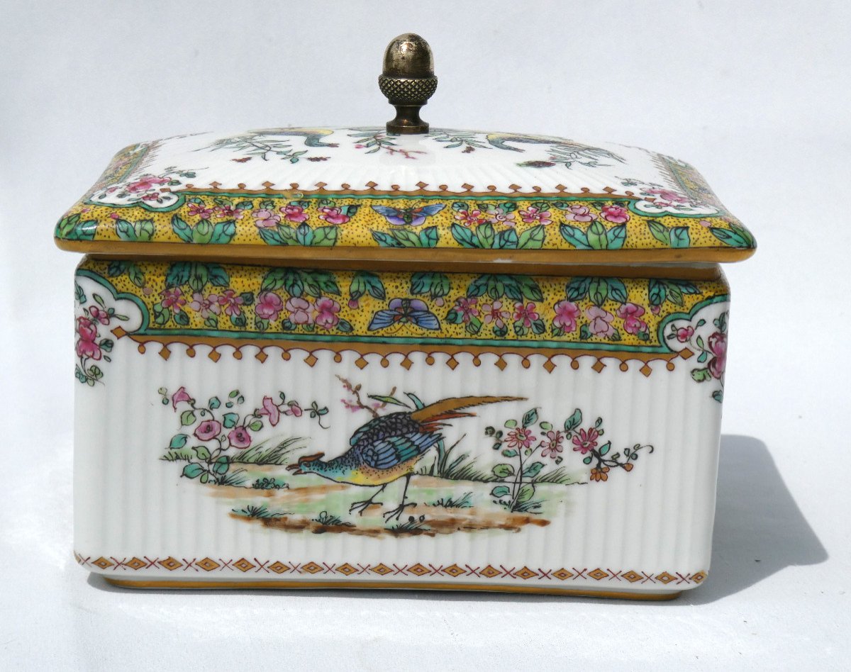 Grand Coffret Boite &agrave; Bijoux En Porcelaine De Samson Style Chine XIXe Compagnie Des Indes