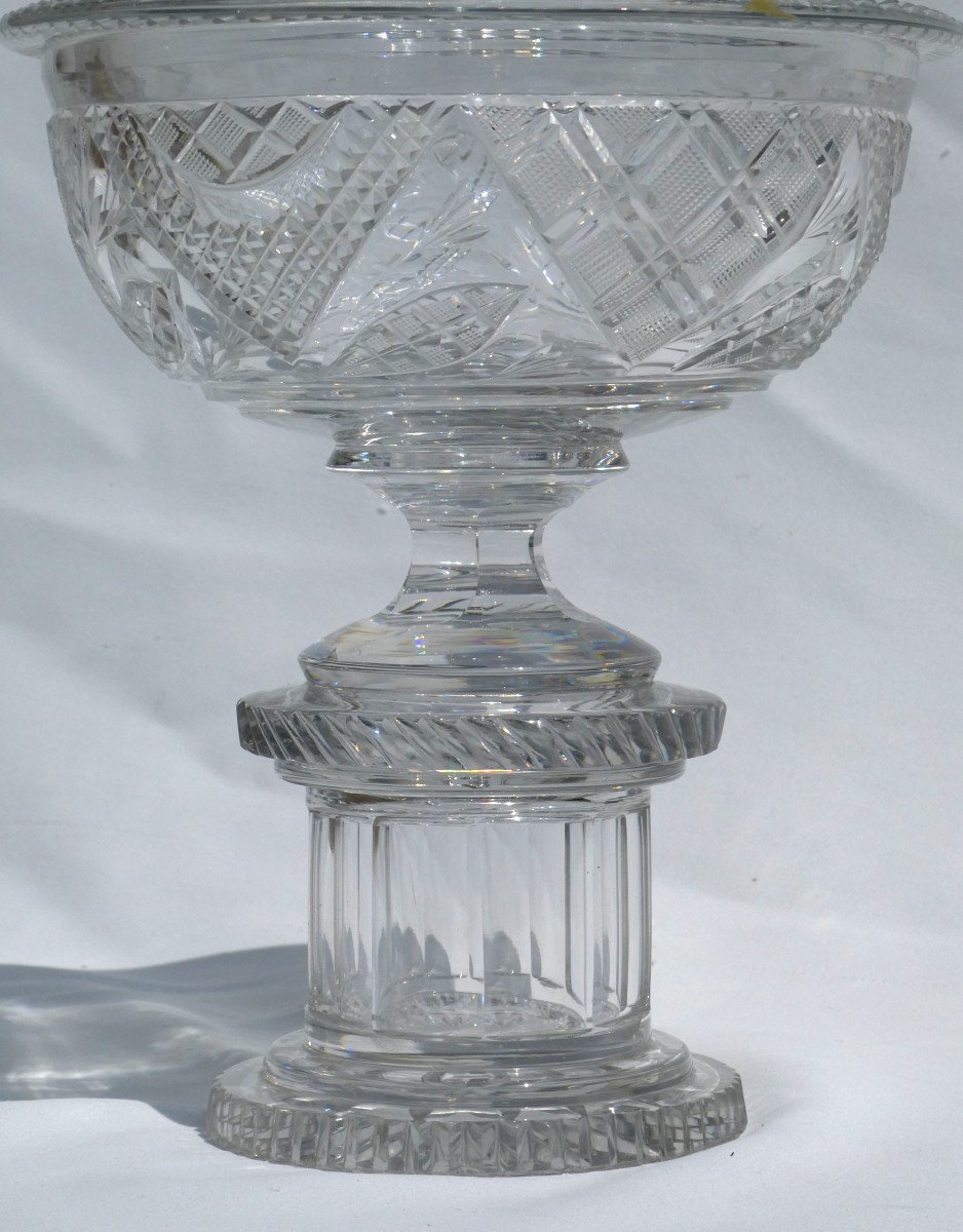Large Bezel On Crystal Column From Vonêche, Le Creusot, 1820 Period, Charles X 19th -photo-3