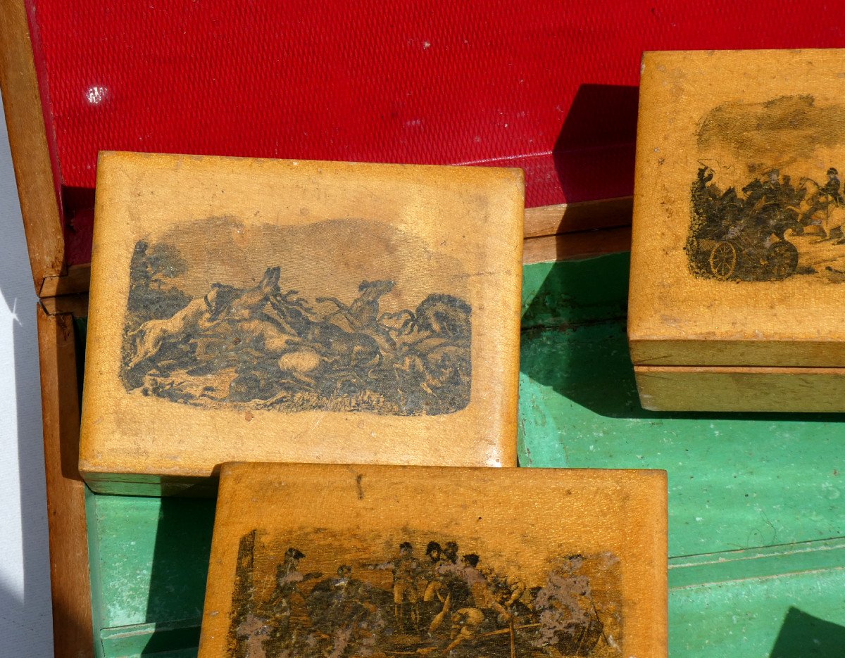 Boite à Jeux , En Bois De Spa , époque Charles X , Coffret à Bijoux / Jetons XIXe , Quadrille-photo-3
