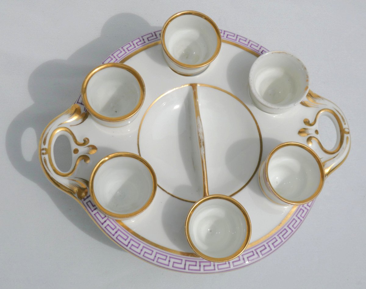 Porte Oeufs En Porcelaine De Berlin Kpm , Style Antique , Frise à La Grecque , Oeufrier Empire-photo-6