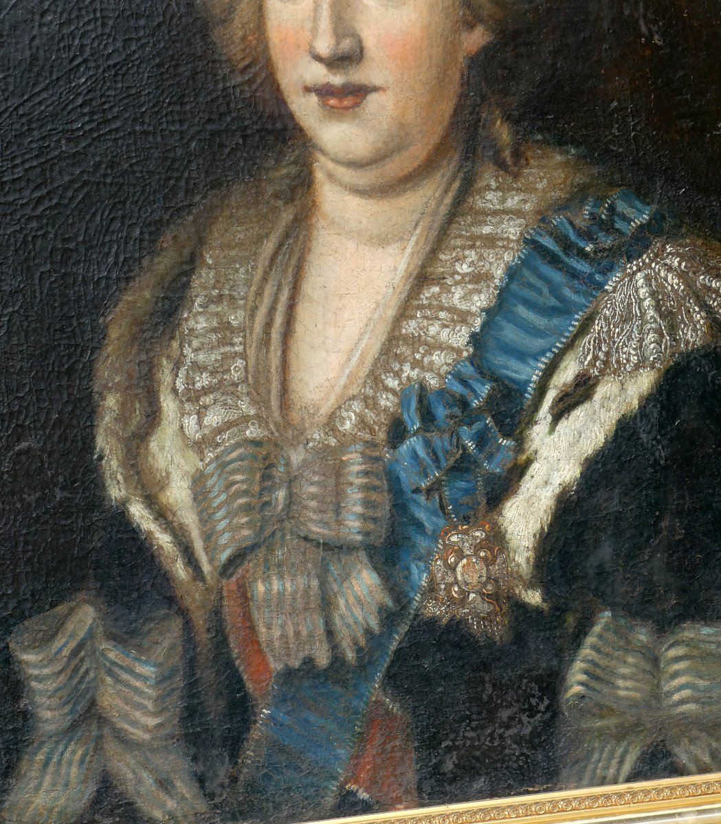 Portrait Royaliste Marie Anne De Saxe Princesse Electrice Baviere époque XVIIIe Huile Sur Toile-photo-3