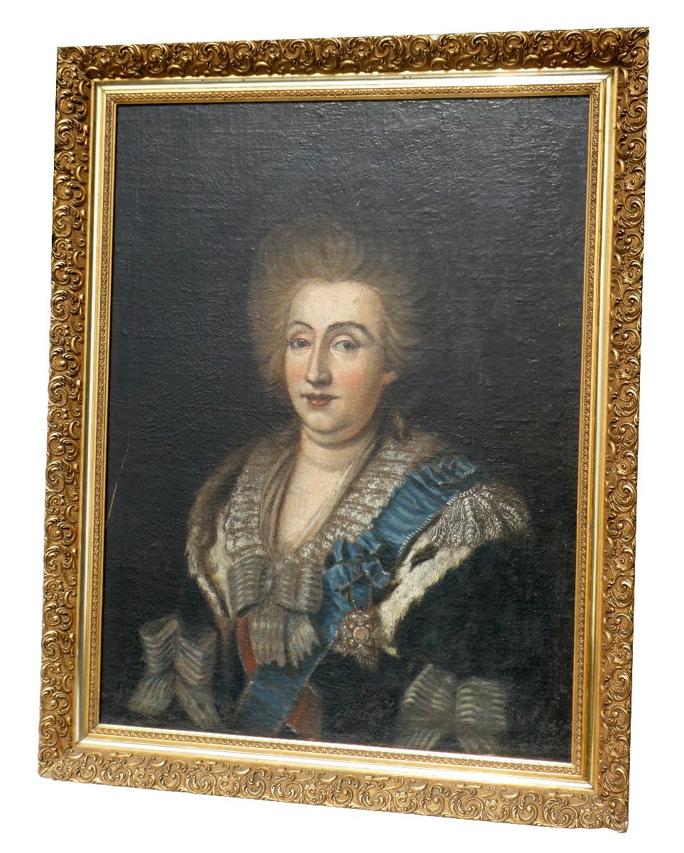 Portrait Royaliste Marie Anne De Saxe Princesse Electrice Baviere époque XVIIIe Huile Sur Toile-photo-1
