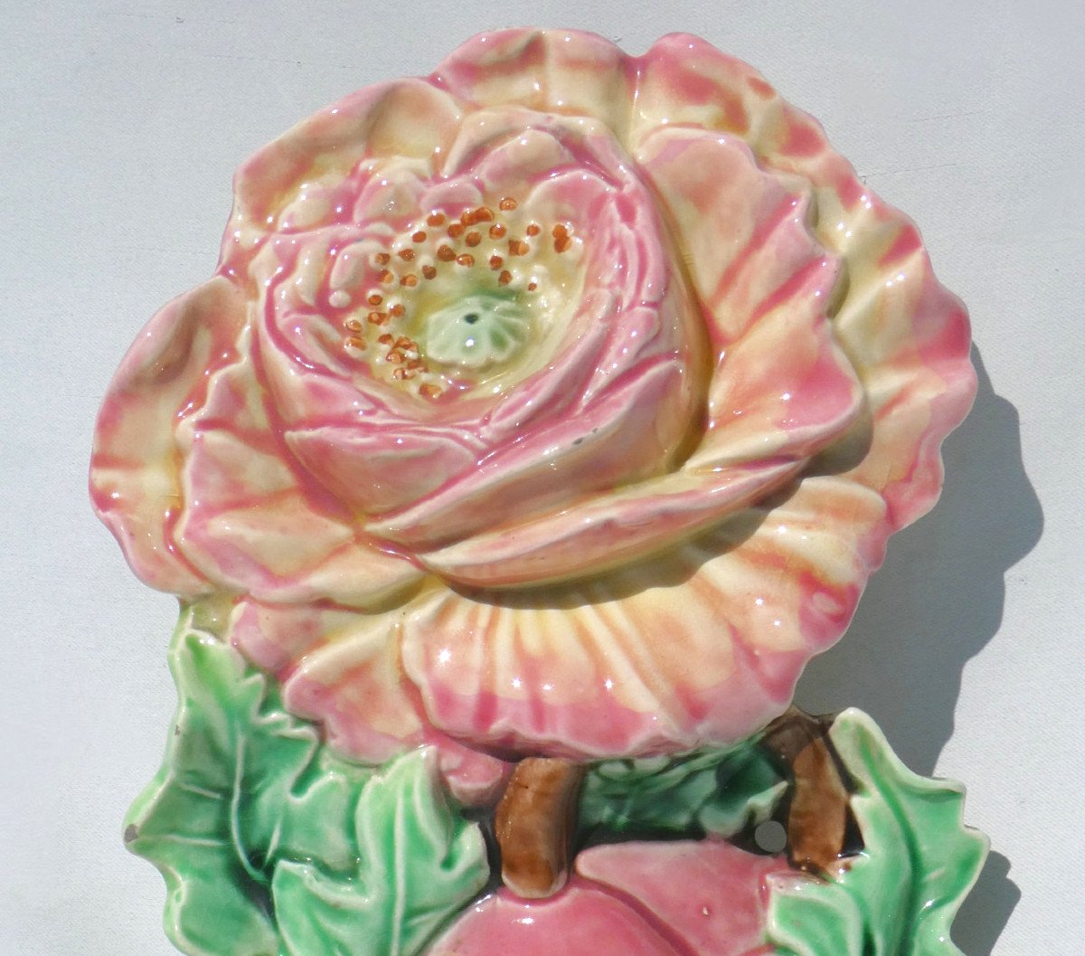 Bouquetiere Murale En Barbotine , Majolica Art Nouveau , Vers 1900 , Fives Debruyn Lille Vase-photo-2