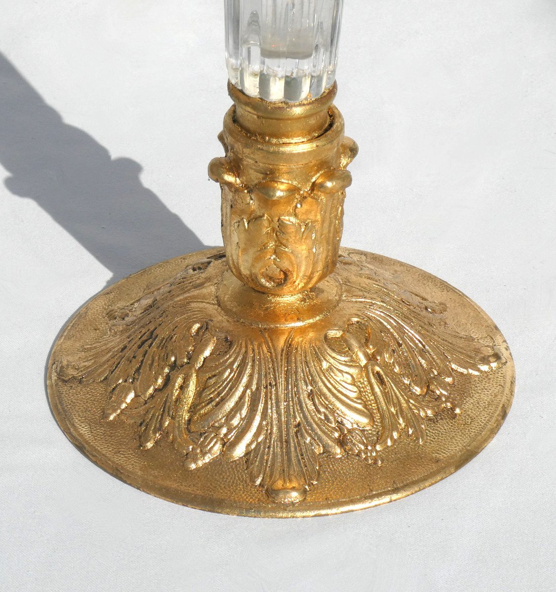 Tulipiere / Centre De Table En Cristal De Baccarat , Vase En Bronze Doré XIXe , Napoléon III-photo-4