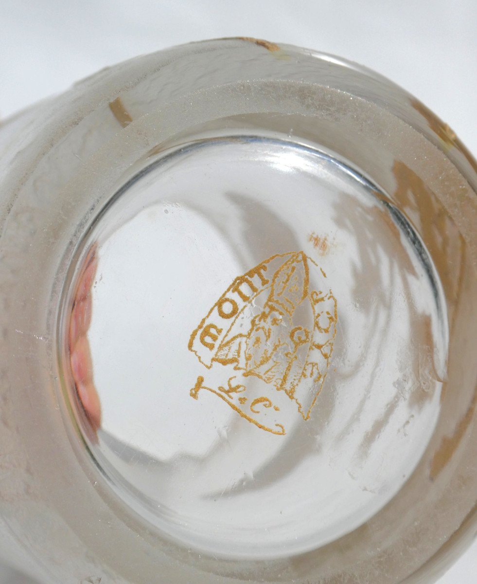 Art Nouveau Period Vase, Montjoye Legras Saint Denis, Acid-etched Enameled Glass, 19th Century, -photo-3