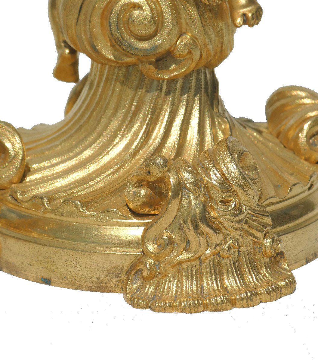 Pair Of Gilt Bronze Candlesticks, Henri Picard, After Juste Aurèle Meissonnier, Louis XV -photo-4
