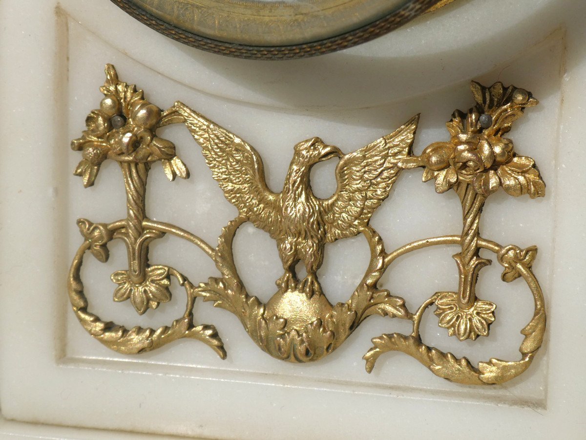 White Marble & Gilt Bronze Pendulum, Love Triumphant Over War Planchon Palais Royal Paris-photo-6