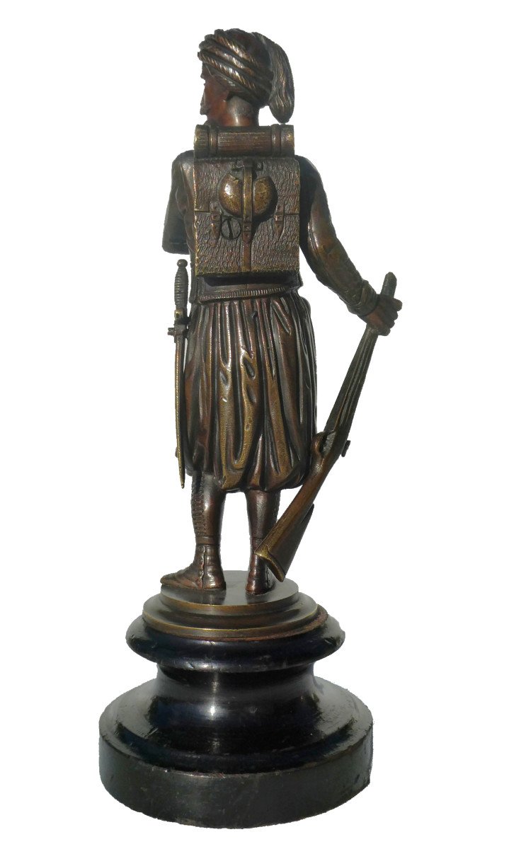 Sculpture En Bronze , Jeune Spahis , Zouave Militaire , Epoque 1880 , Napoléon III , Armée-photo-5