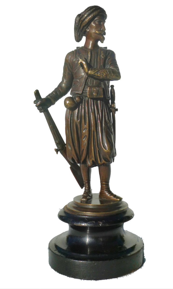 Sculpture En Bronze , Jeune Spahis , Zouave Militaire , Epoque 1880 , Napoléon III , Armée