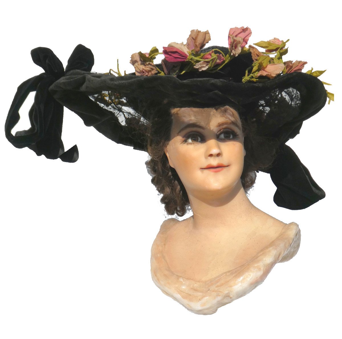 Grande Capeline / Coiffe Epoque 1910 , Chapeau De Mode , Fleurs De Modiste Belle Epoque Costume-photo-2
