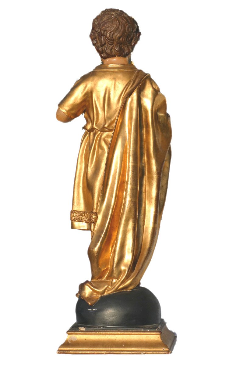 Sculpture Religieuse En Papier Maché , Enfant Jésus , époque Napoléon III , Yeux En Sulfure XIX-photo-4