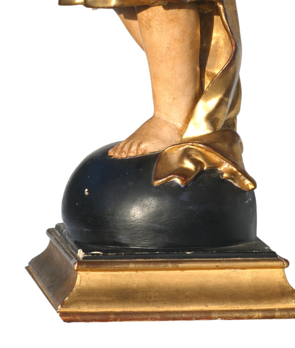 Sculpture Religieuse En Papier Maché , Enfant Jésus , époque Napoléon III , Yeux En Sulfure XIX-photo-2