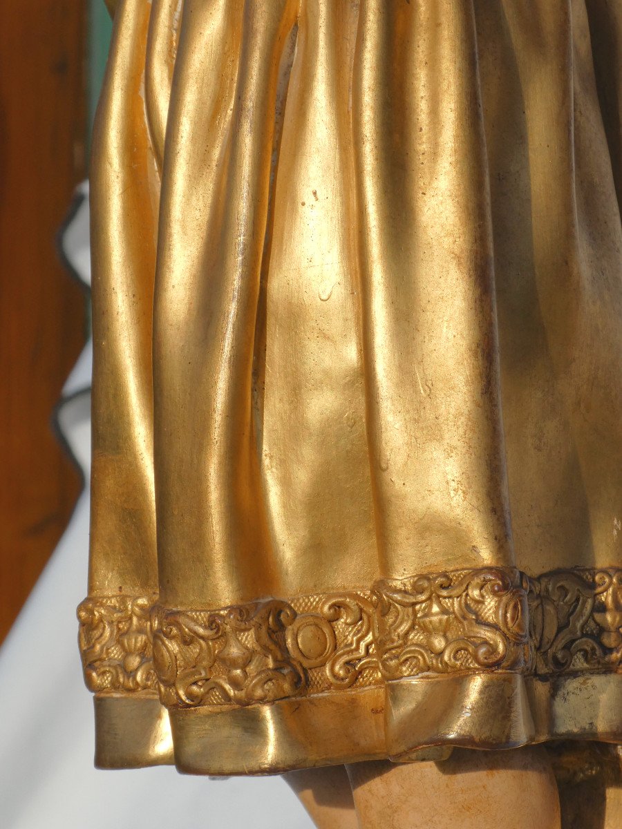 Sculpture Religieuse En Papier Maché , Enfant Jésus , époque Napoléon III , Yeux En Sulfure XIX-photo-3