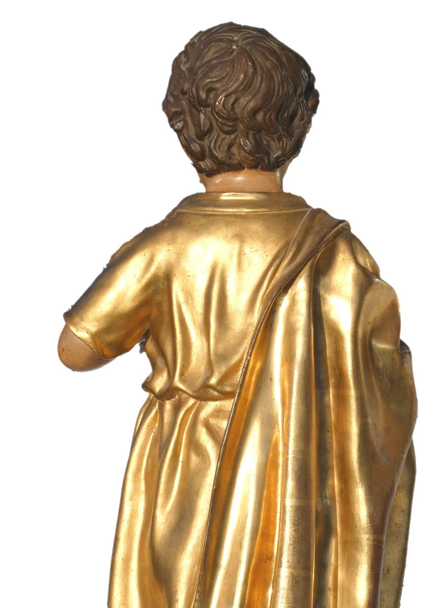 Sculpture Religieuse En Papier Maché , Enfant Jésus , époque Napoléon III , Yeux En Sulfure XIX-photo-5