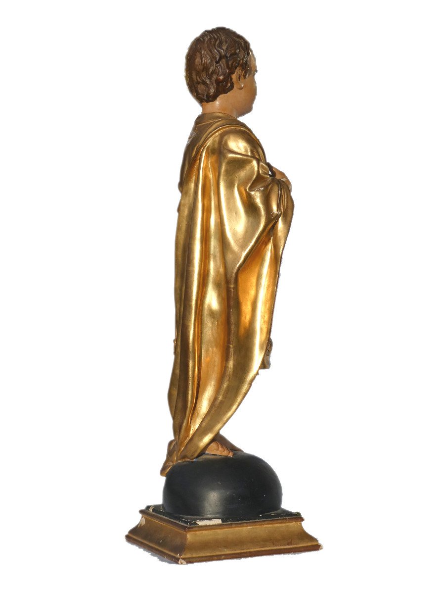 Sculpture Religieuse En Papier Maché , Enfant Jésus , époque Napoléon III , Yeux En Sulfure XIX-photo-6