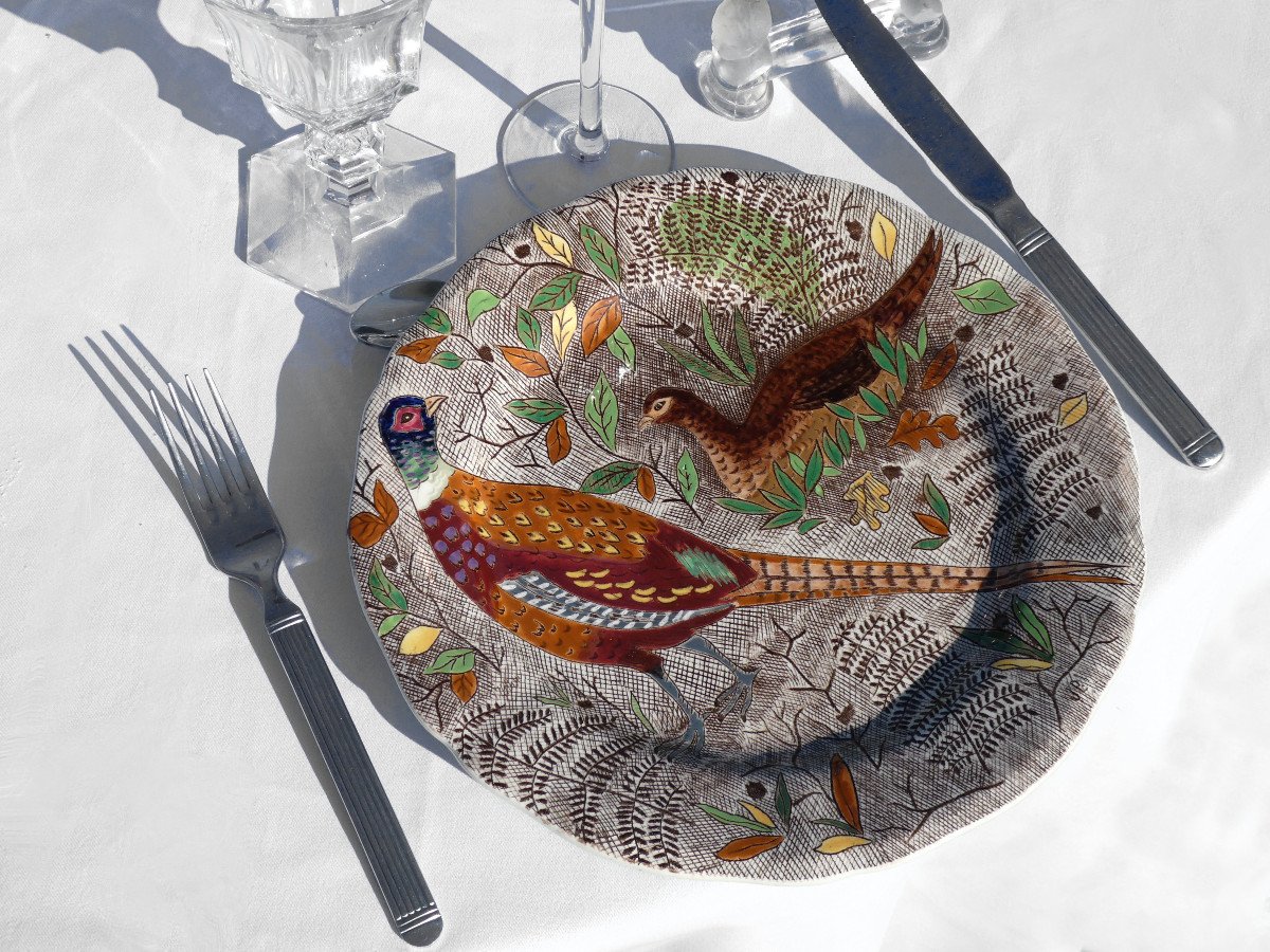 Gien Earthenware Table Service, Rambouillet Model, Hunting, Game, Deer, Hare -photo-3
