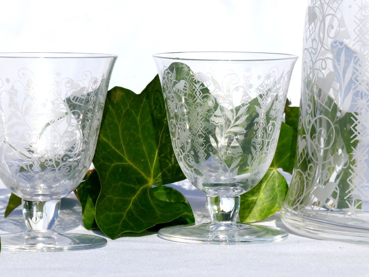 Service En Cristal De Baccarat , Modele Argentina , Art Deco , Carafe à Whisky , Aperitif Verre-photo-3