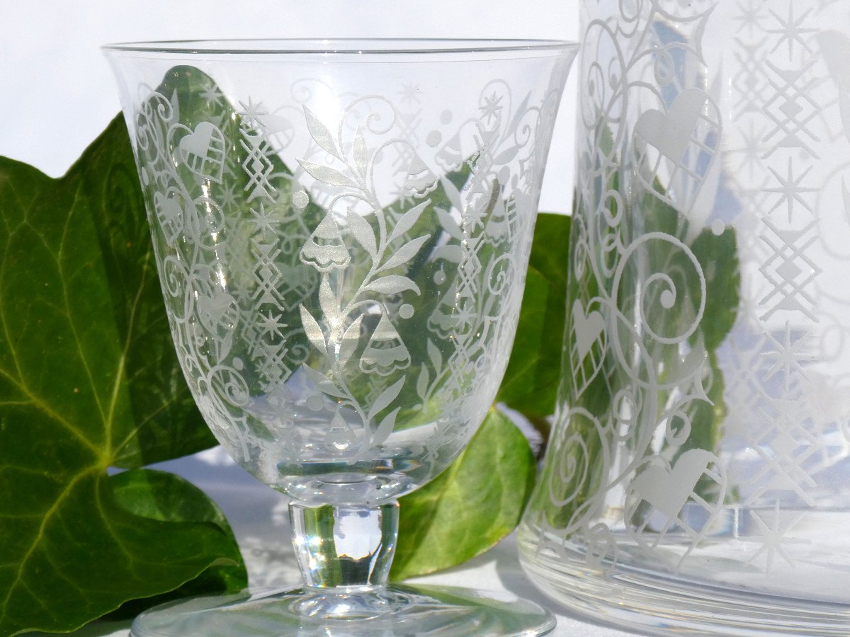 Service En Cristal De Baccarat , Modele Argentina , Art Deco , Carafe à Whisky , Aperitif Verre-photo-4