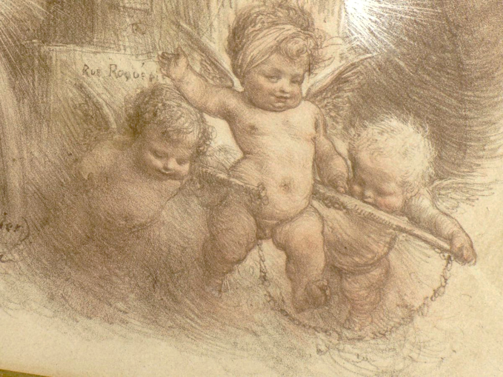 Humorous Engraving By Charles Leandre, Epoque 1906, Char & Putti-photo-3