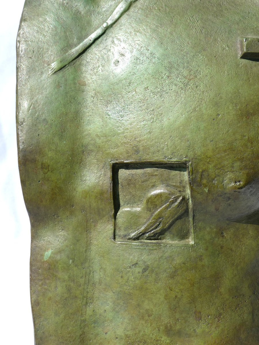 Buste d'Homme En Bronze à l'Antique Signé  Igor Mitoraj ,  Asclépios , Vert-photo-1