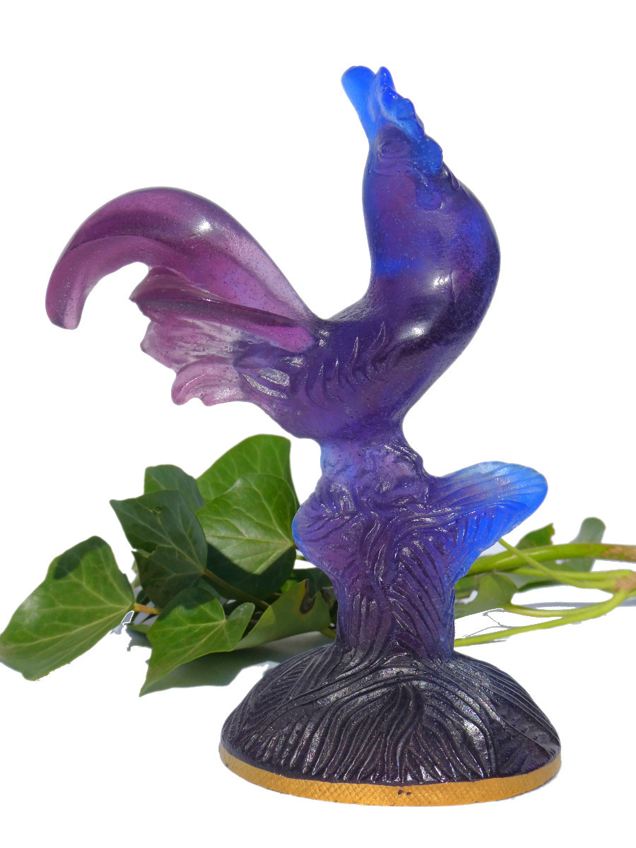 Glass Rooster Signed Daum Nancy, Art Nouveau Style Animal 